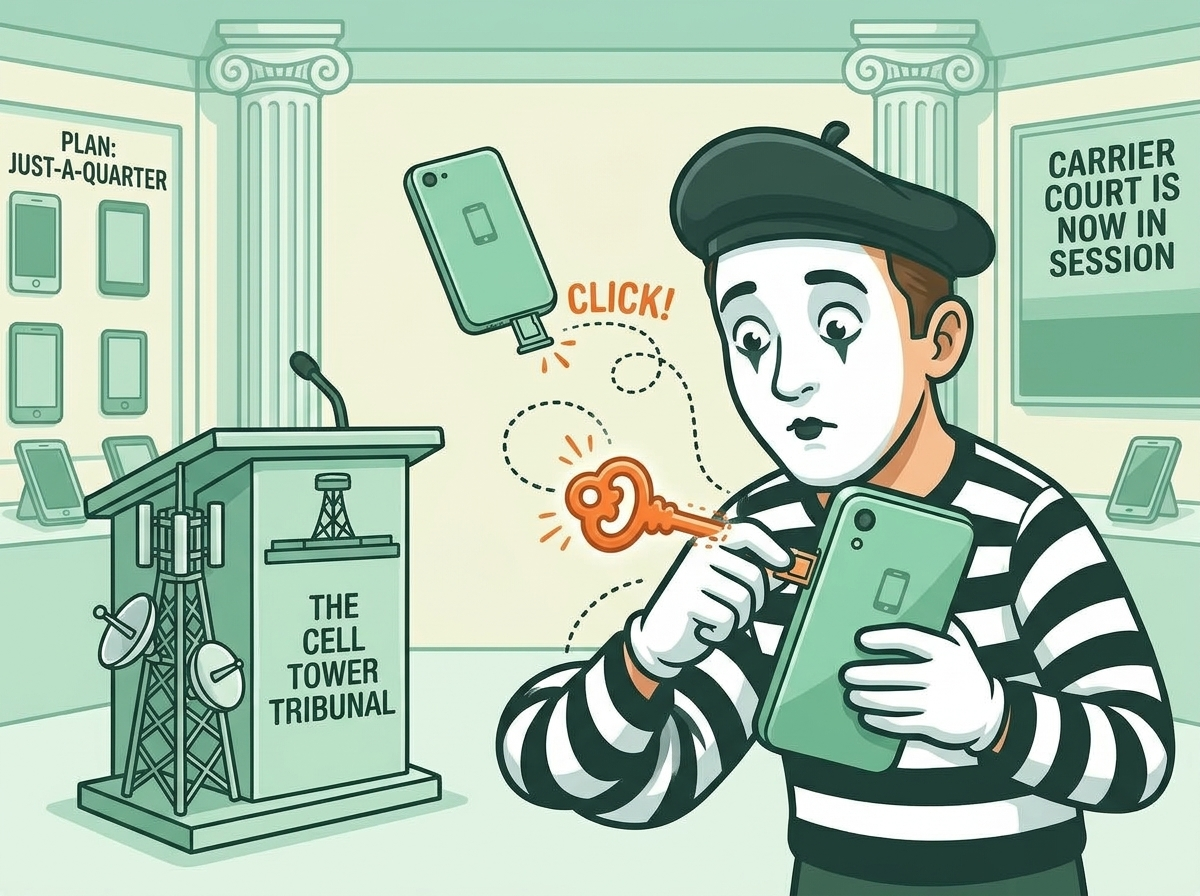 Mime unlocking a phone with invisible key