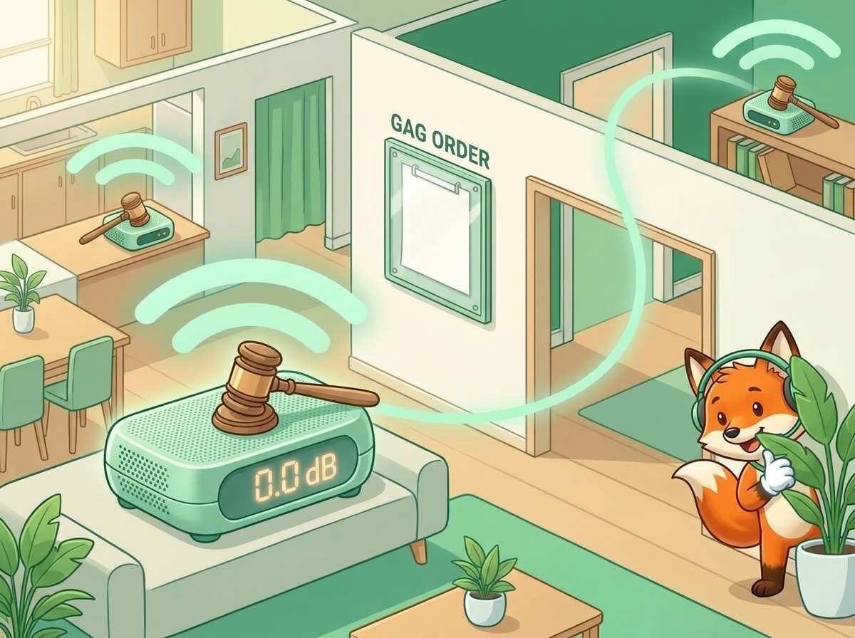 Gag order mesh nodes in a living room