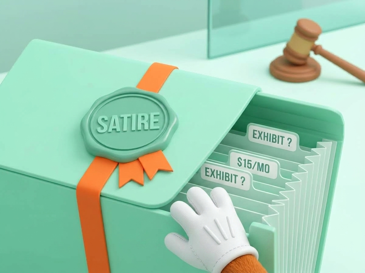 Sealed mint-green case folder with comedy wax seal