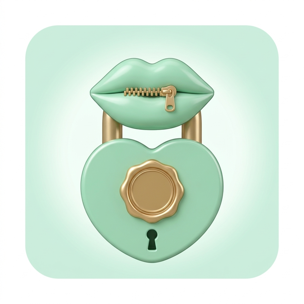 Cartoon sealed-lips padlock badge